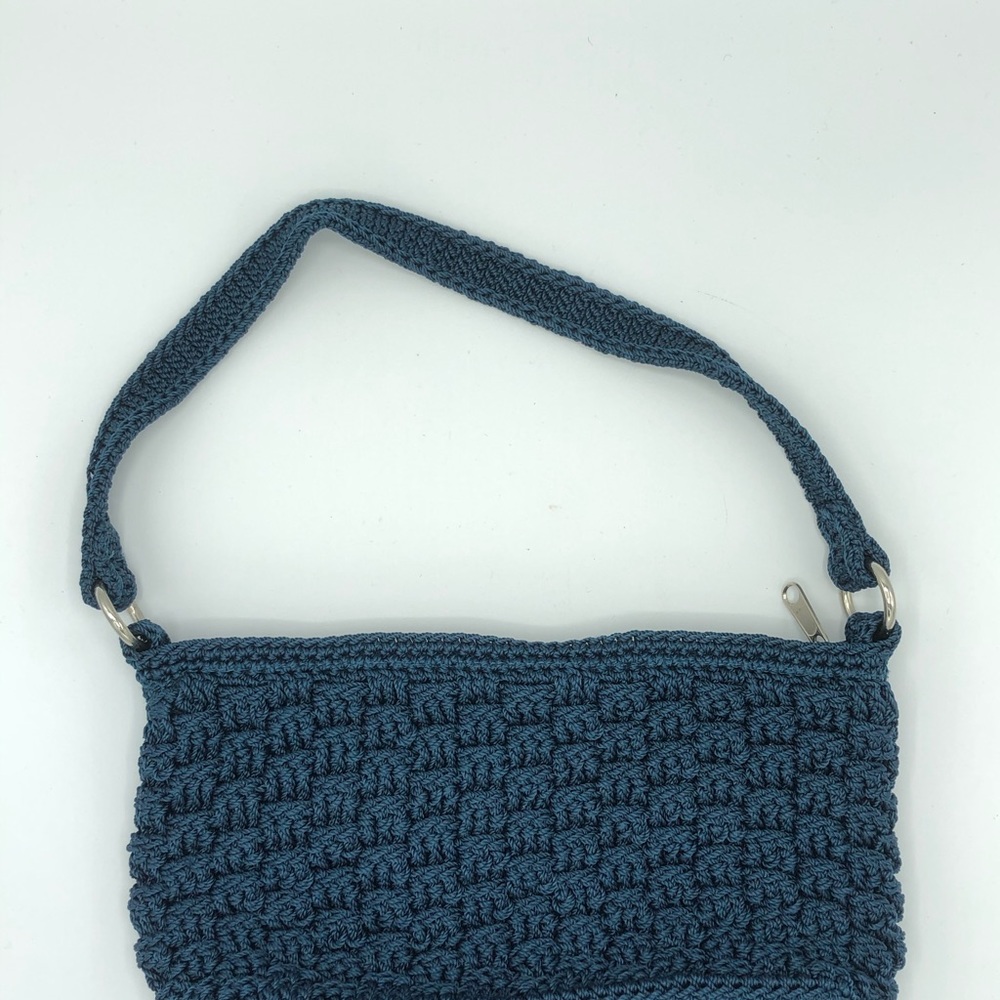 Lina Navy Blue Crochet Mini Shoulder Bag - Picture 4 of 12